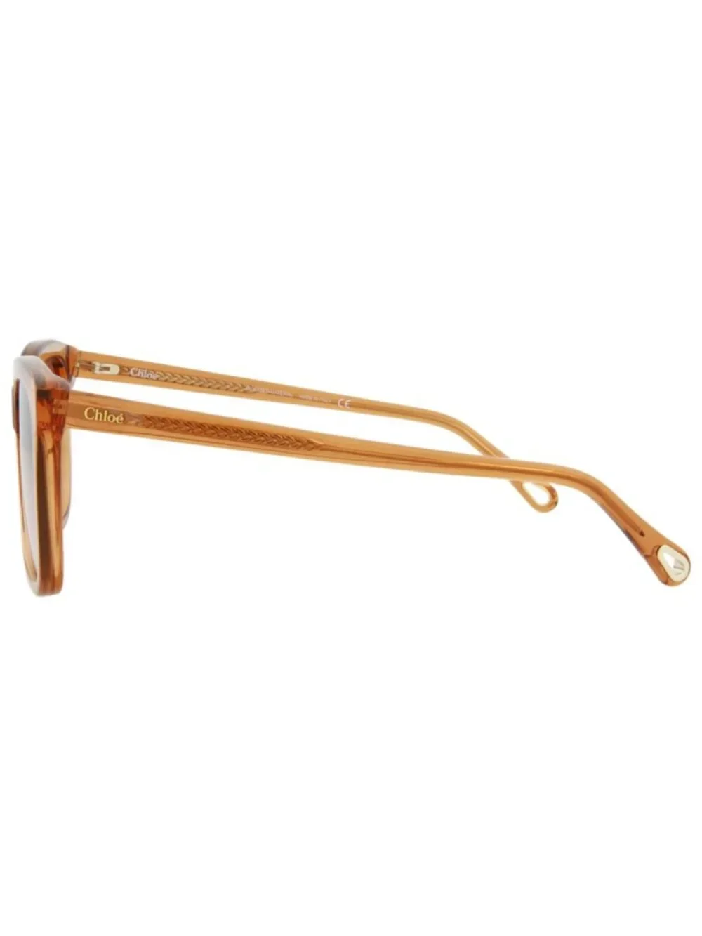 New Chloé Women's Sunglasses Square Rectangle Bio Acetate Frame Orange Orange